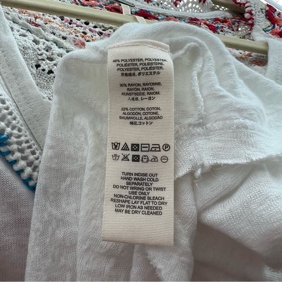 Free People Siesta Fiesta Embroidered Boho Knit Top Peasant Henley Med - Picture 11 of 12